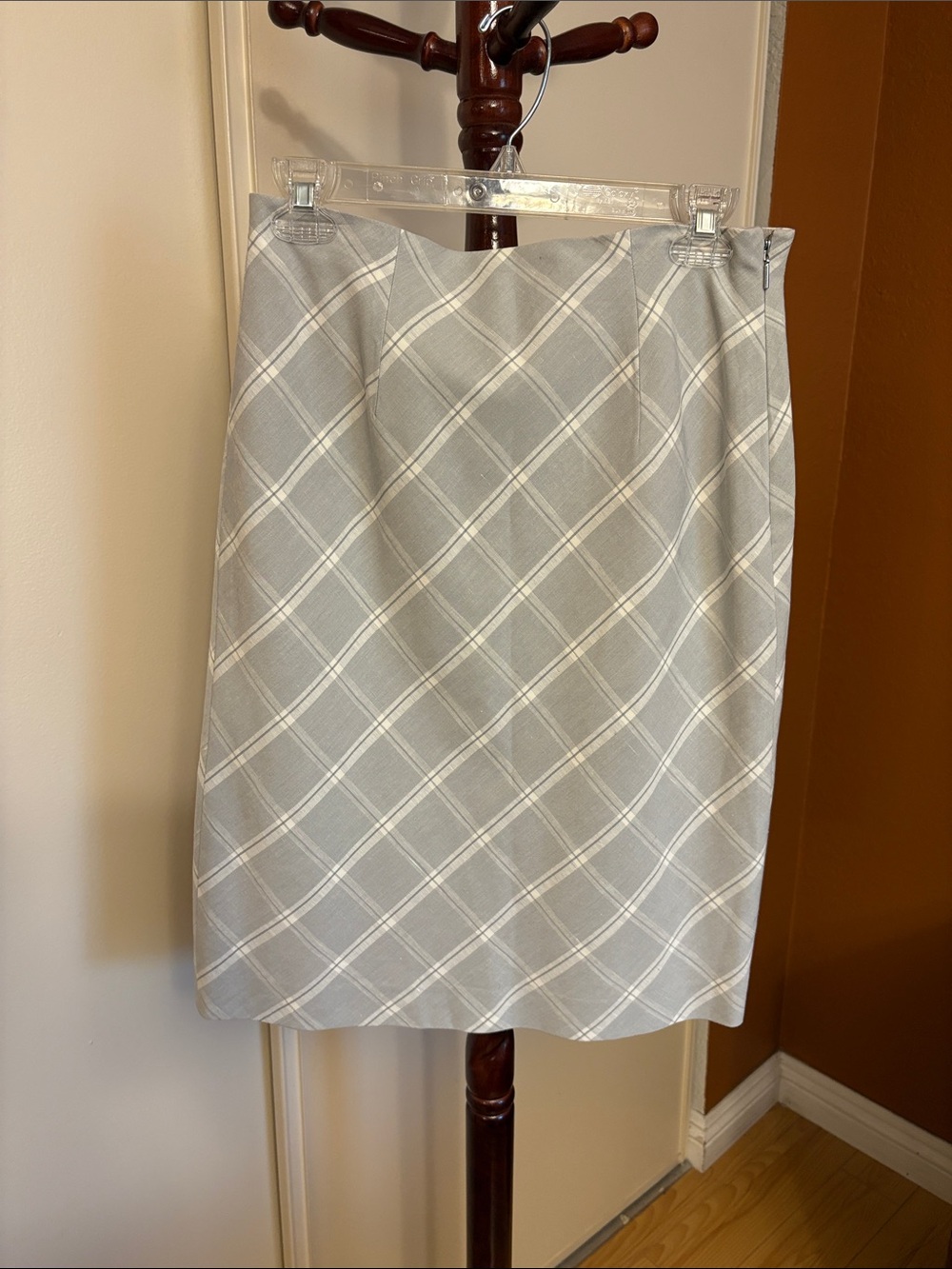 Rebecca Taylor Light Gray Plaid Pencil Skirt